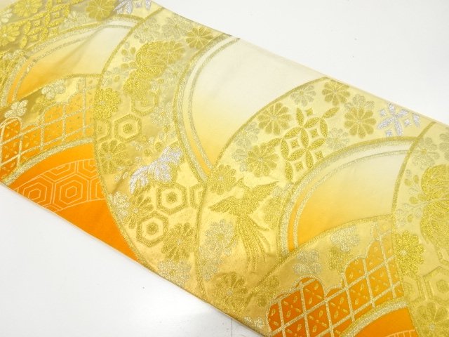 JAPANESE KIMONO / ANTIQUE FUKURO OBI / WOVEN PHOENIX
